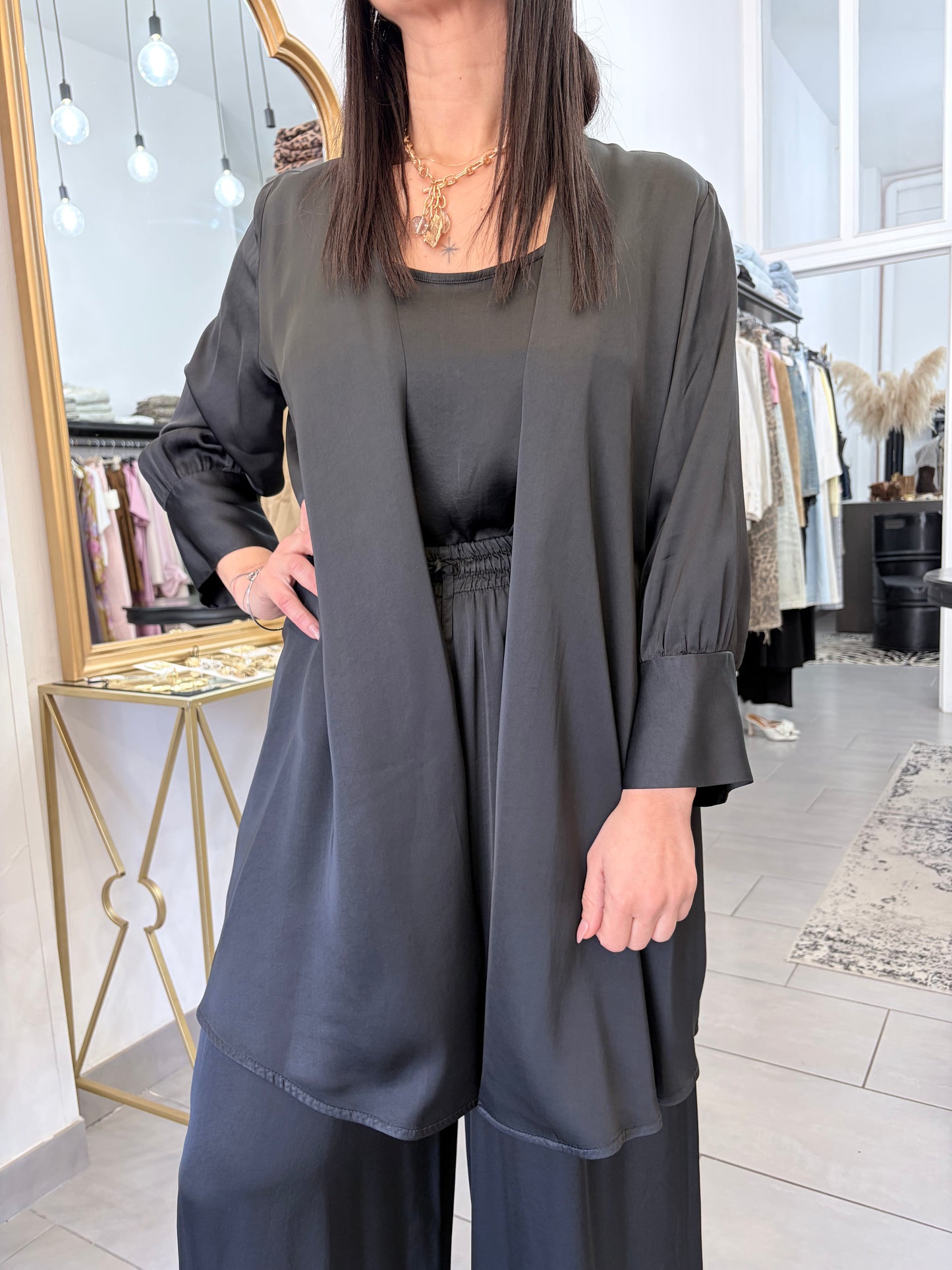 Giacca in satin Dixie nero