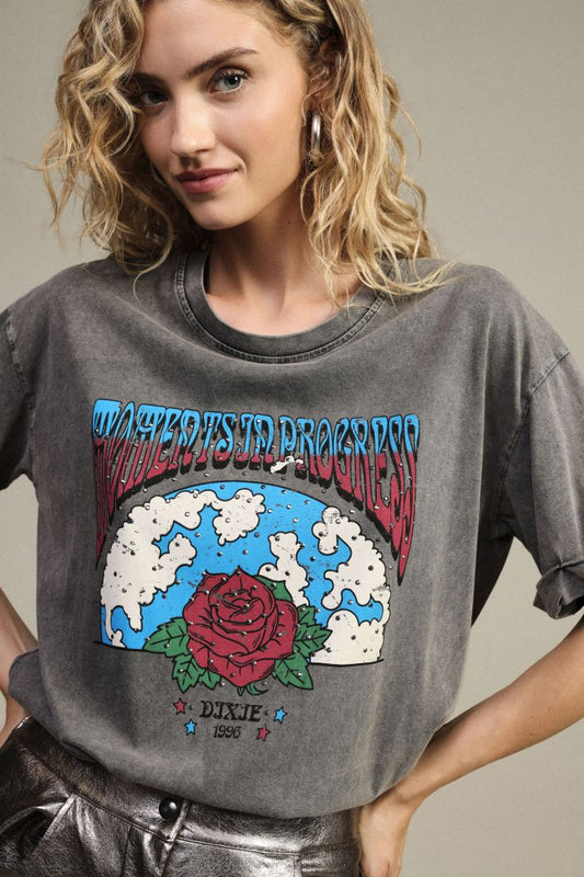 T-shirt stampa grafica con girocollo e maniche corte