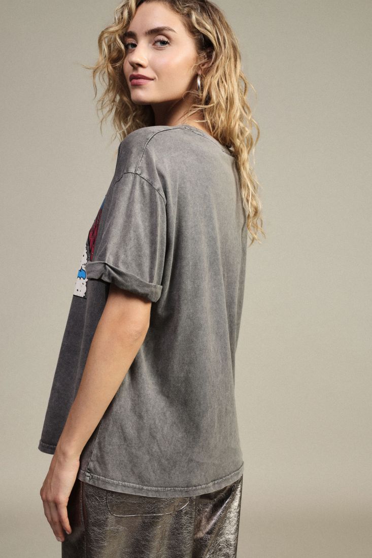 T-shirt stampa grafica con girocollo e maniche corte