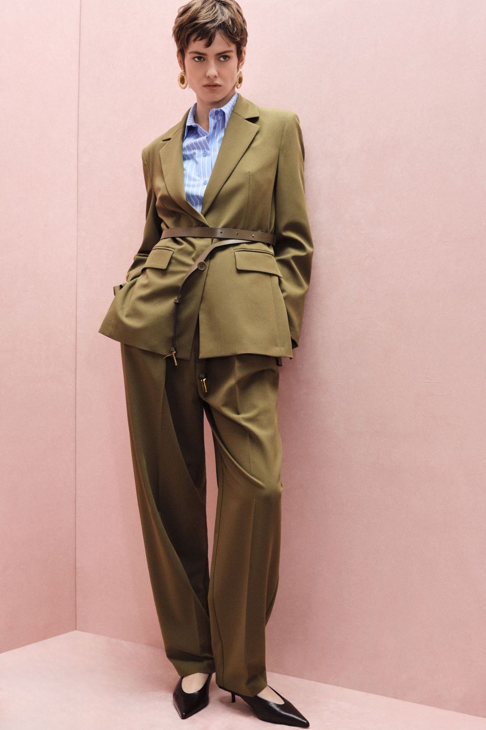 PANTALONI PALAZZO A VITA ALTA CON CINTURA