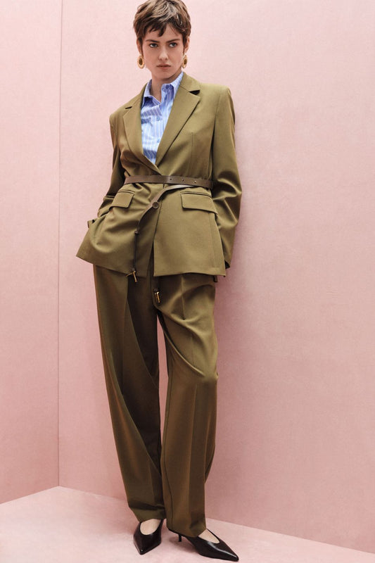 PANTALONI PALAZZO A VITA ALTA CON CINTURA