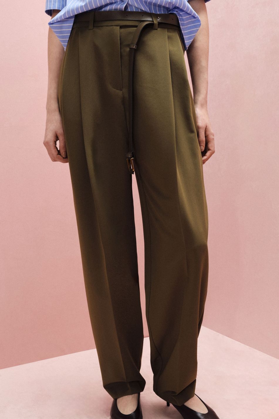 PANTALONI PALAZZO A VITA ALTA CON CINTURA
