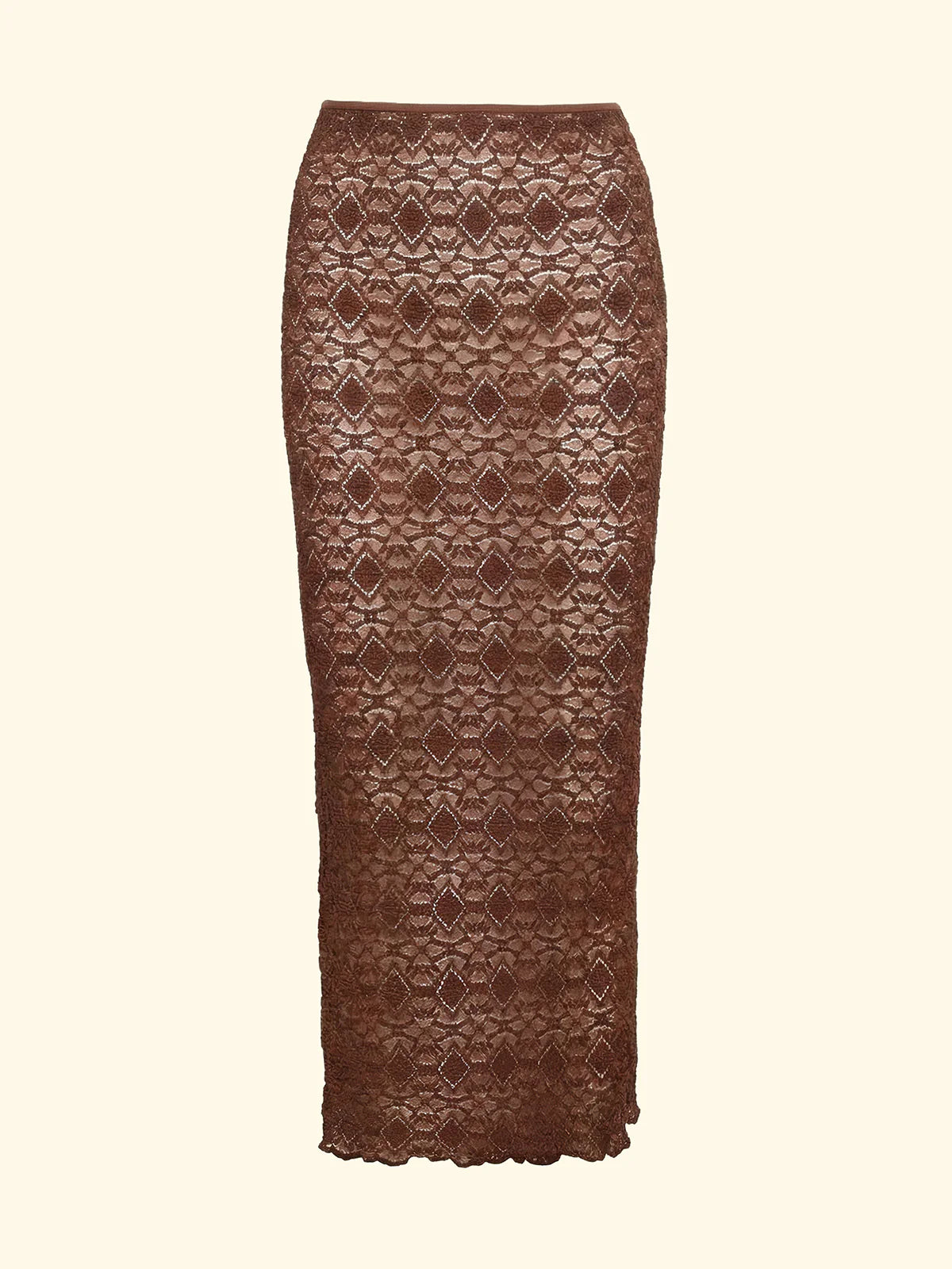 Gonna lunga marrone pizzo