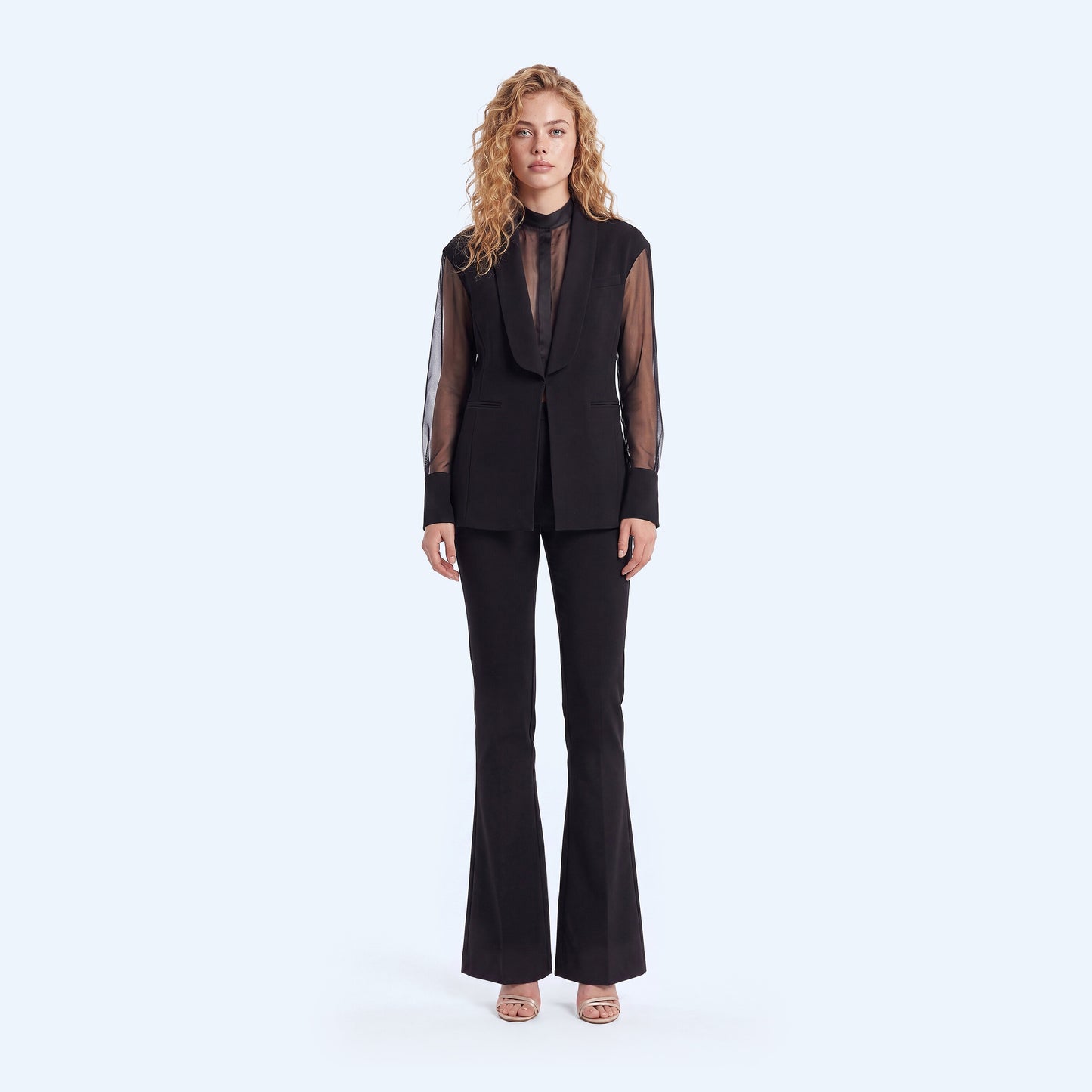 Blazer nero maniche trasparenti Silence