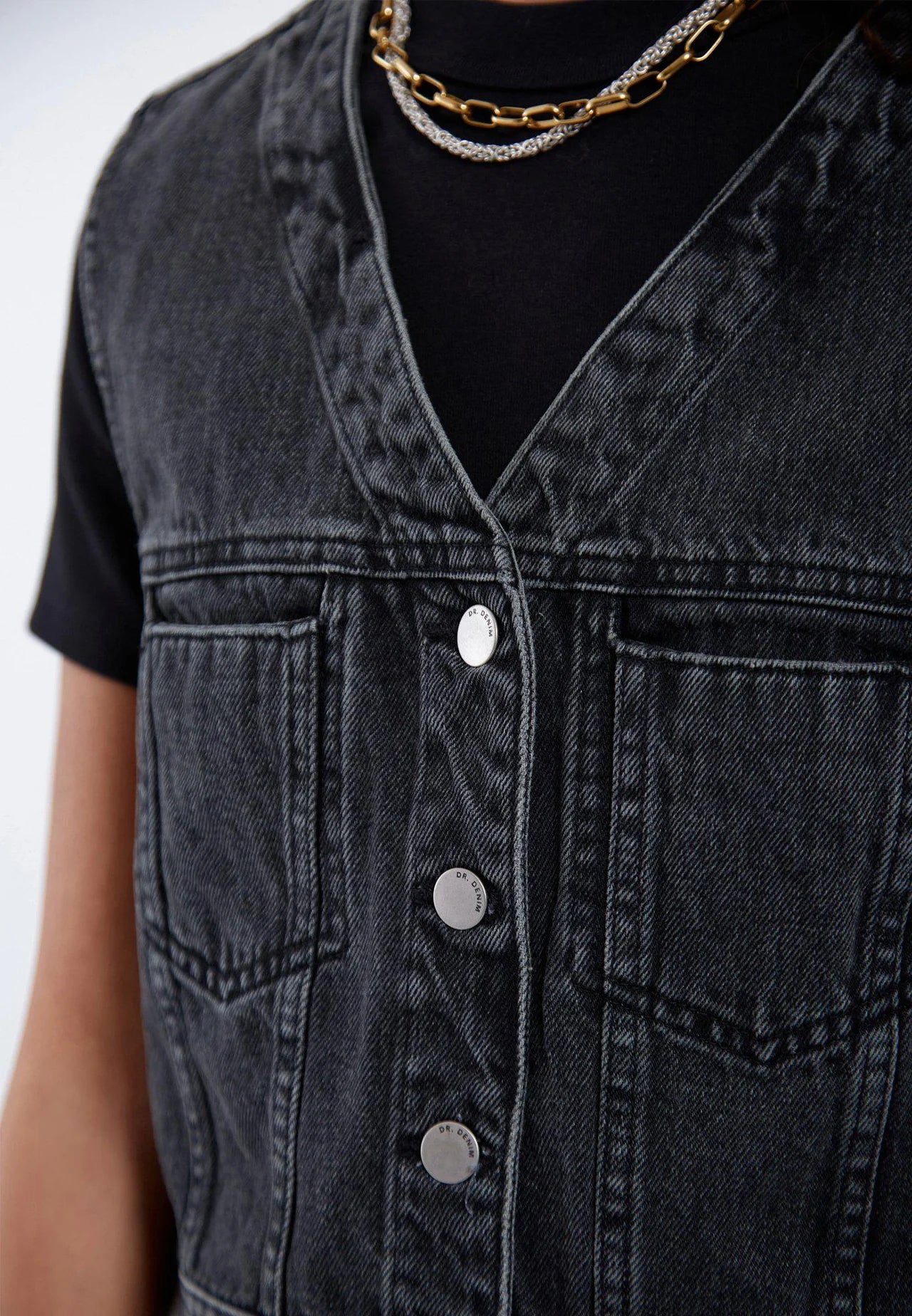Gilet top jeans nero