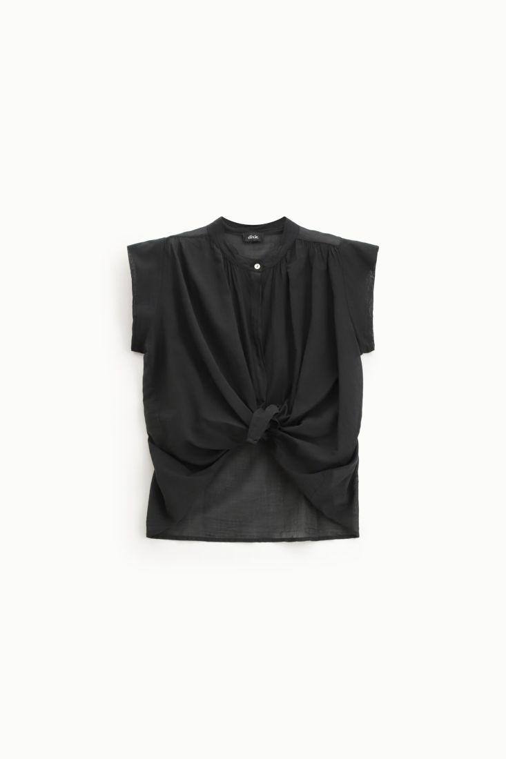 Camicia corta con nodo frontale e maniche corte