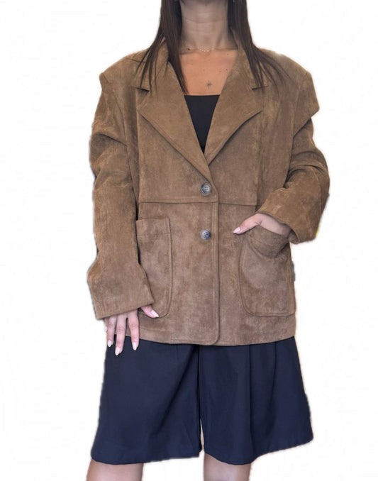 Blazer oversize scamosciato marrone