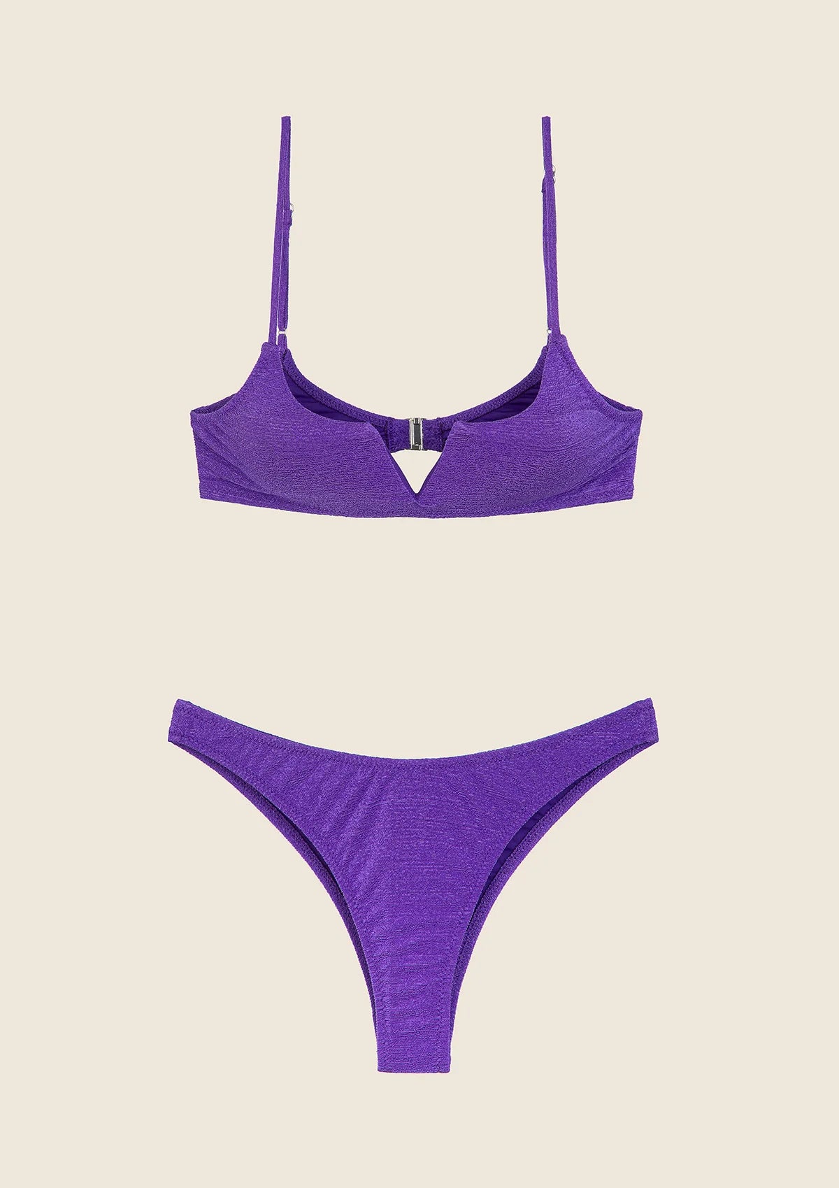 Bikini Donna F**K Top con Ferretto e Slip Americano Fisso Viola