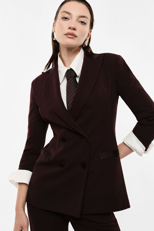 BLAZER DOPPIOPETTO CON MANICHE TRE QUARTI burgundy